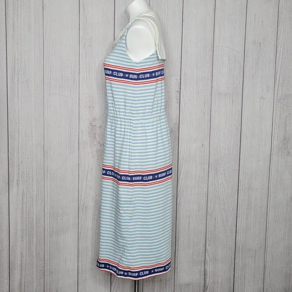 Vintage Striped Logo Surf Club Sailor 80s Dress