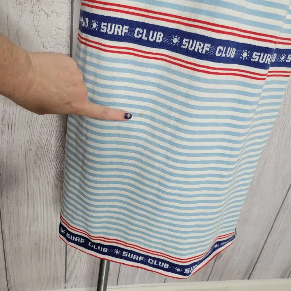 Vintage Striped Logo Surf Club Sailor 80s Dress
