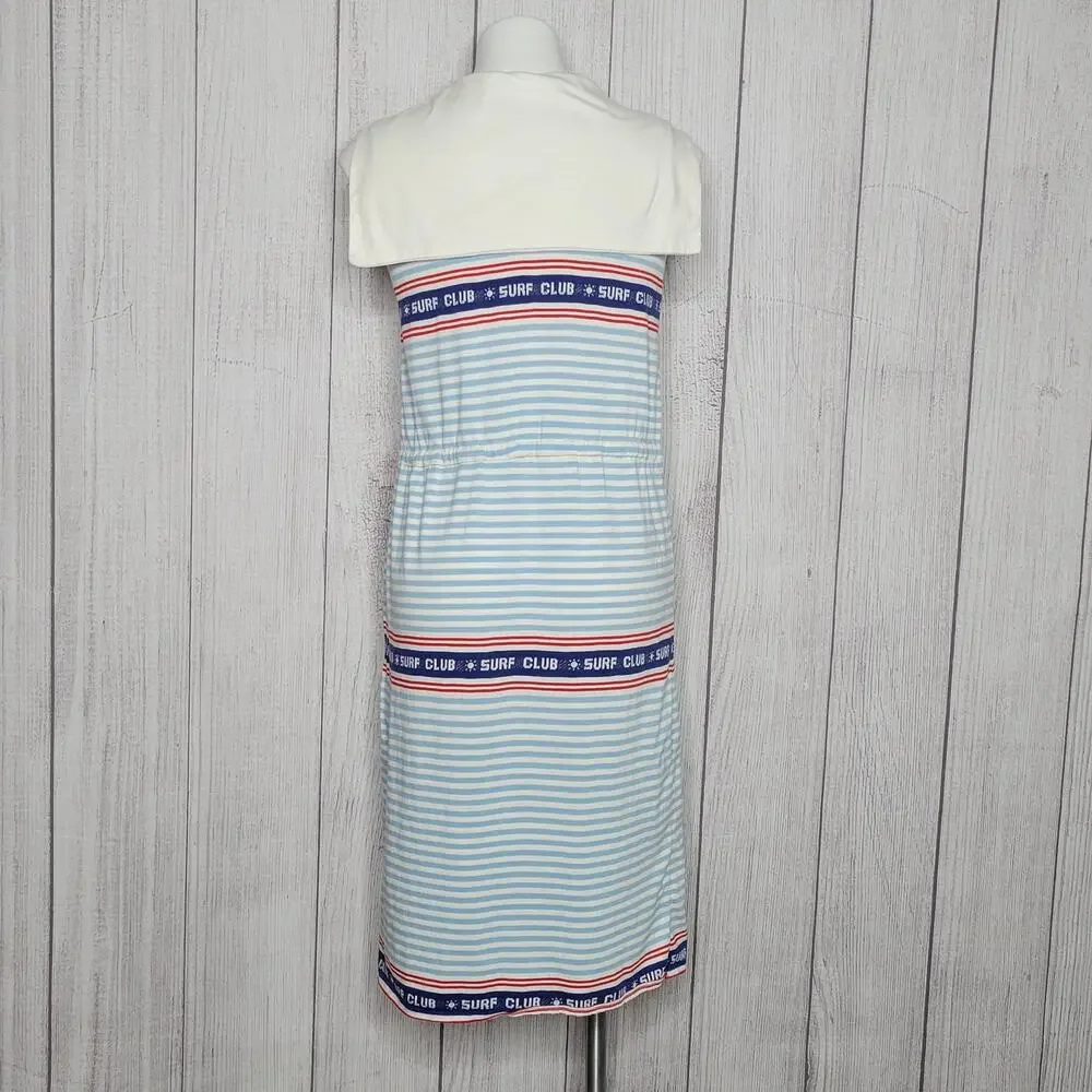 Vintage Striped Logo Surf Club Sailor 80s Dress