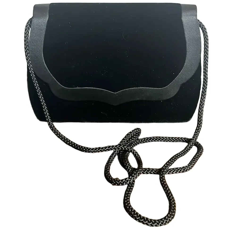 Women’s Small Faux Velvet Envelope Style Clutch Purse With Corded Shoulder Strap