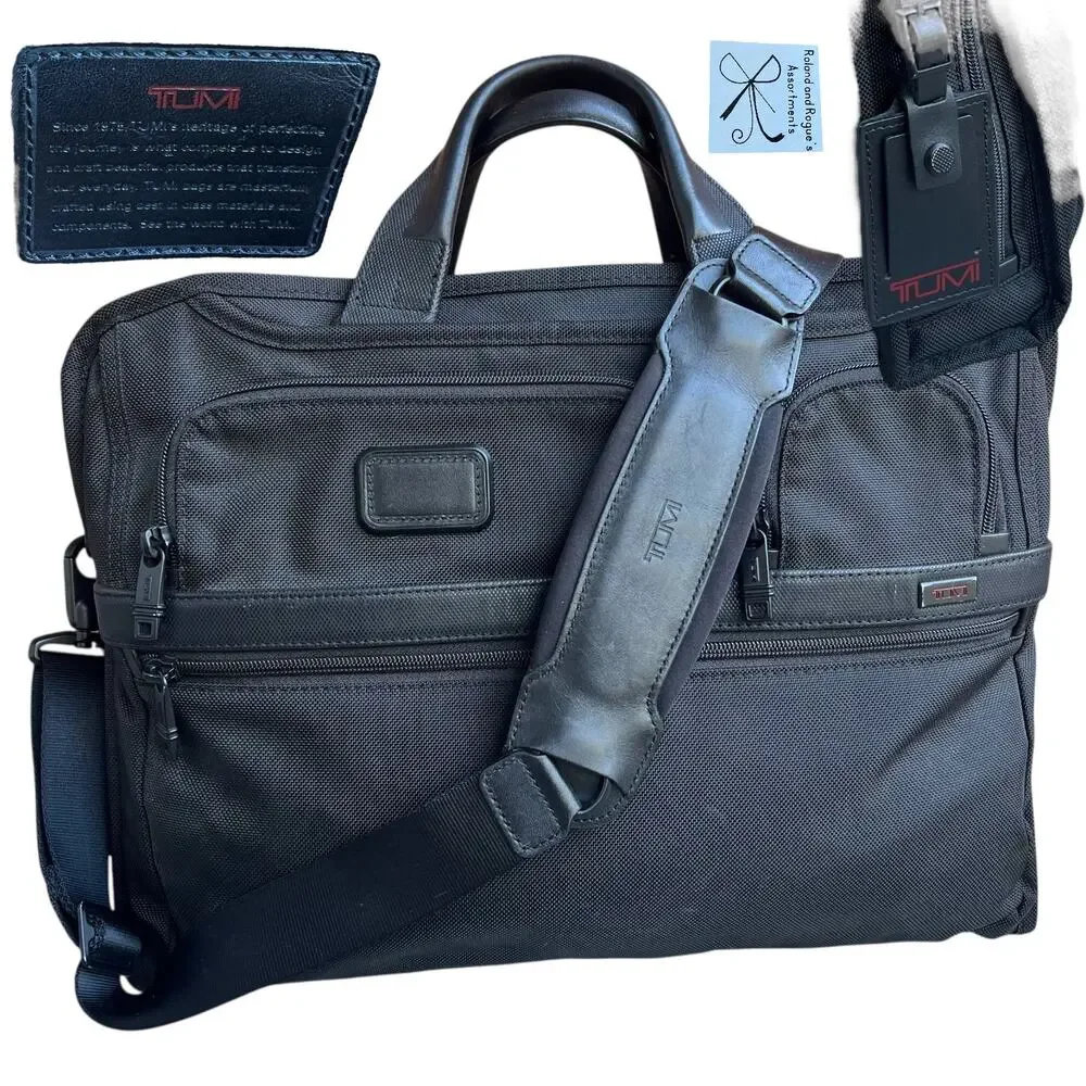 Tumi Alpha Organizer Laptop Briefcase Traveler Bag Removable Strap