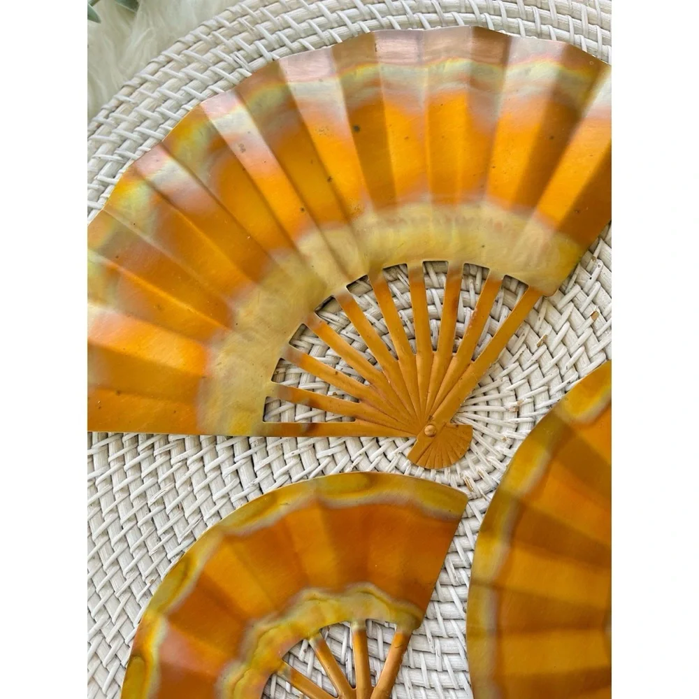 Set of 3 Vintage Home Interiors Copper Wall Fans Hangings