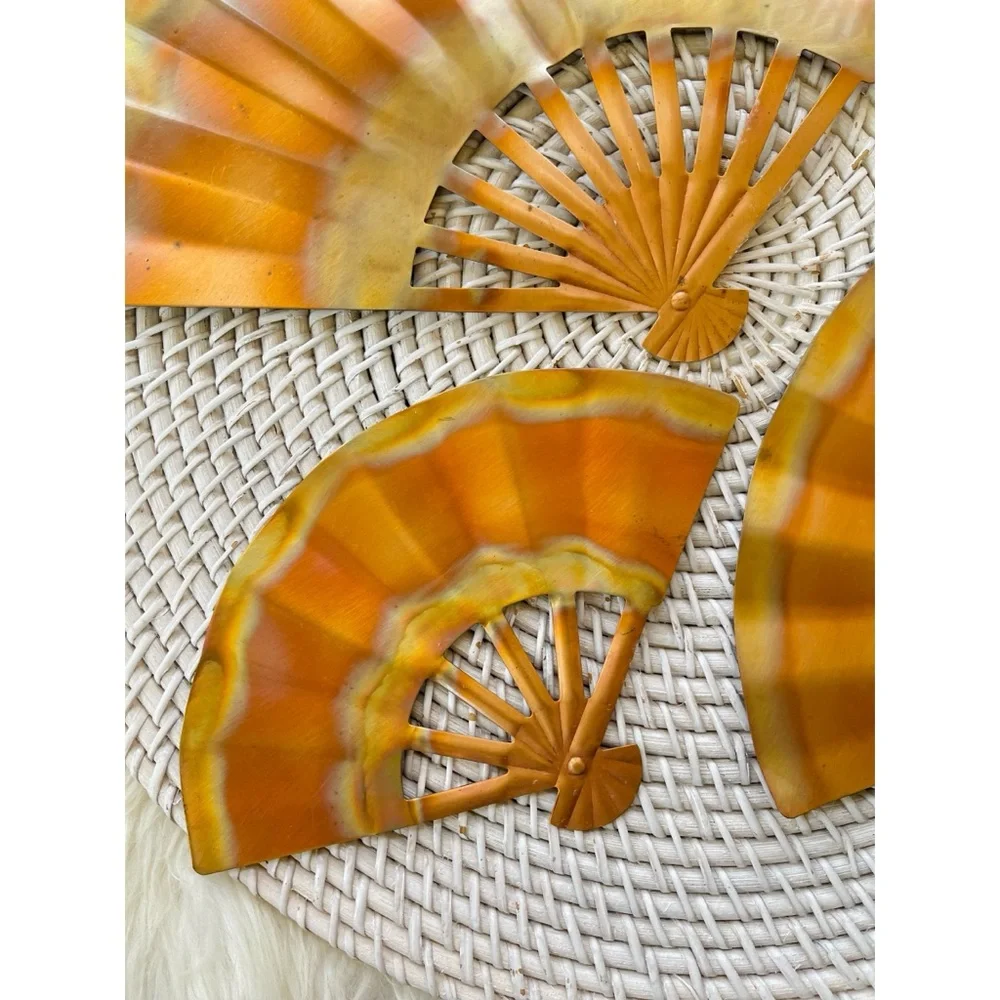 Set of 3 Vintage Home Interiors Copper Wall Fans Hangings