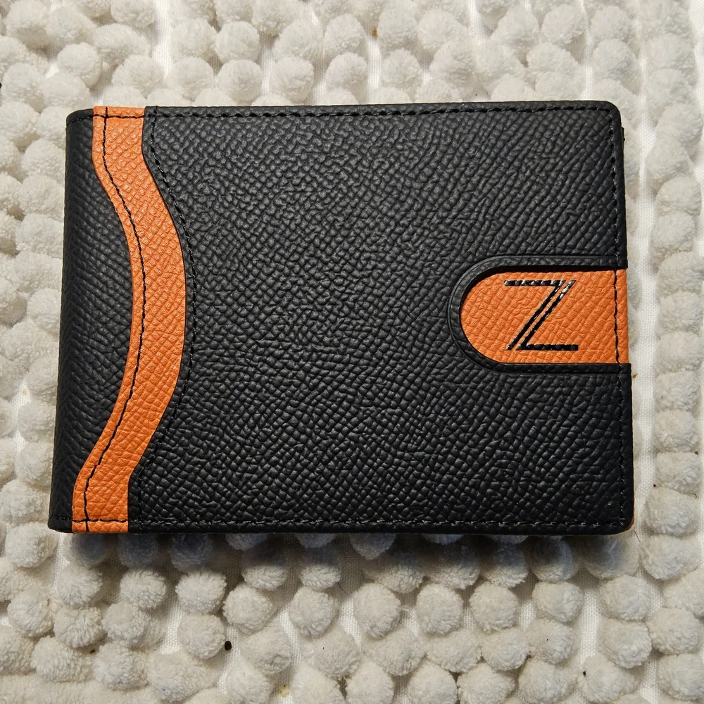 NWOT ZITAHKI Black and Orange Men's Leather Wallet