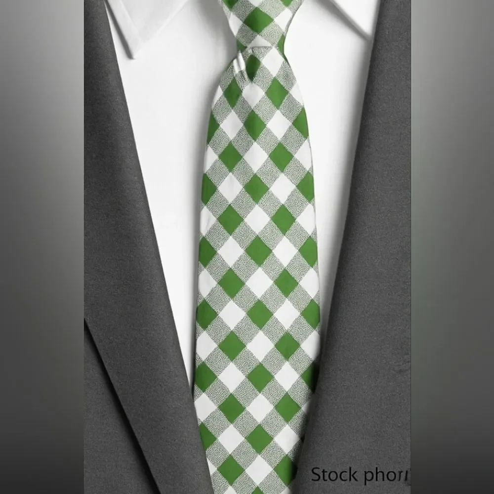 Forest Green & Silver Christmas Party Slim Silk Blend Tie Necktie Office Party