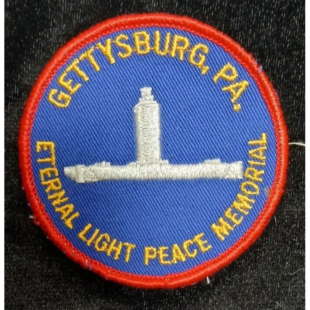 Gettysburg Pennsylvania Eternal Light Peace Memorial Round Blue Patch Vintage