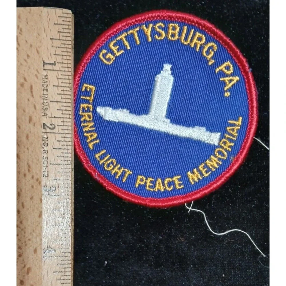 Gettysburg Pennsylvania Eternal Light Peace Memorial Round Blue Patch Vintage