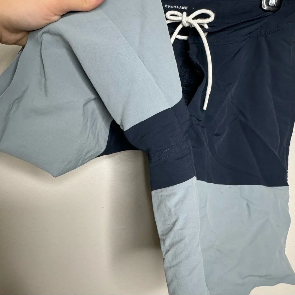 Everlane Mens Board Shorts Linerless Swim Surf Trunks Navy/Slate Blue