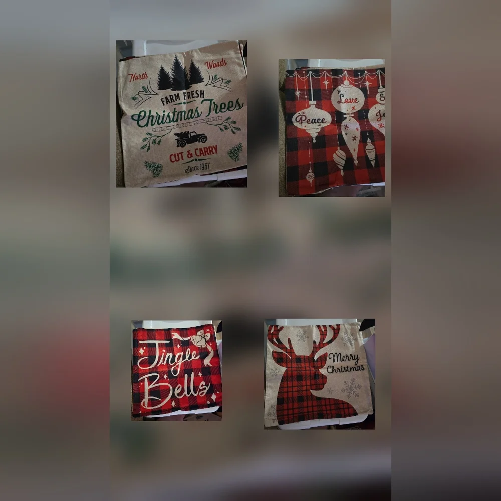 Holiday Christmas Heavy Pillow Cover 4pc Set - Red and Black Plaid