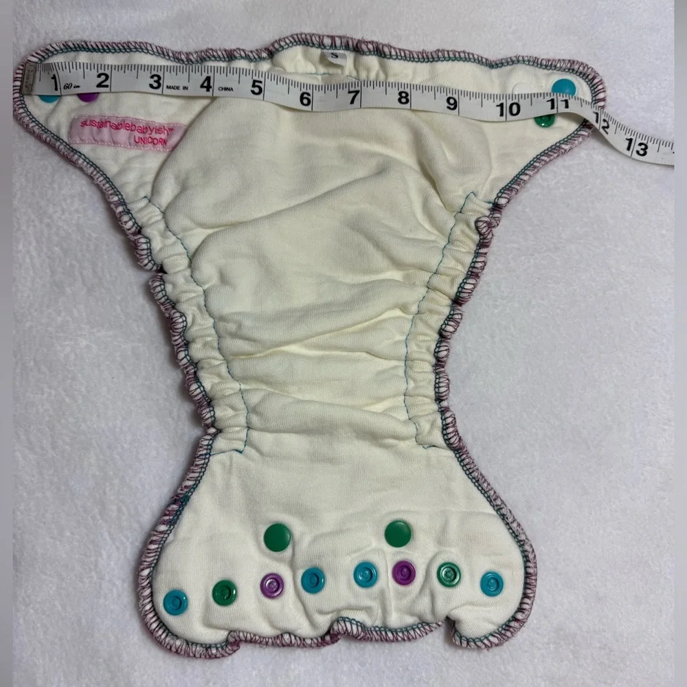 Sloomb bamboo fleece diaper with Multicolor Snaps, size Small