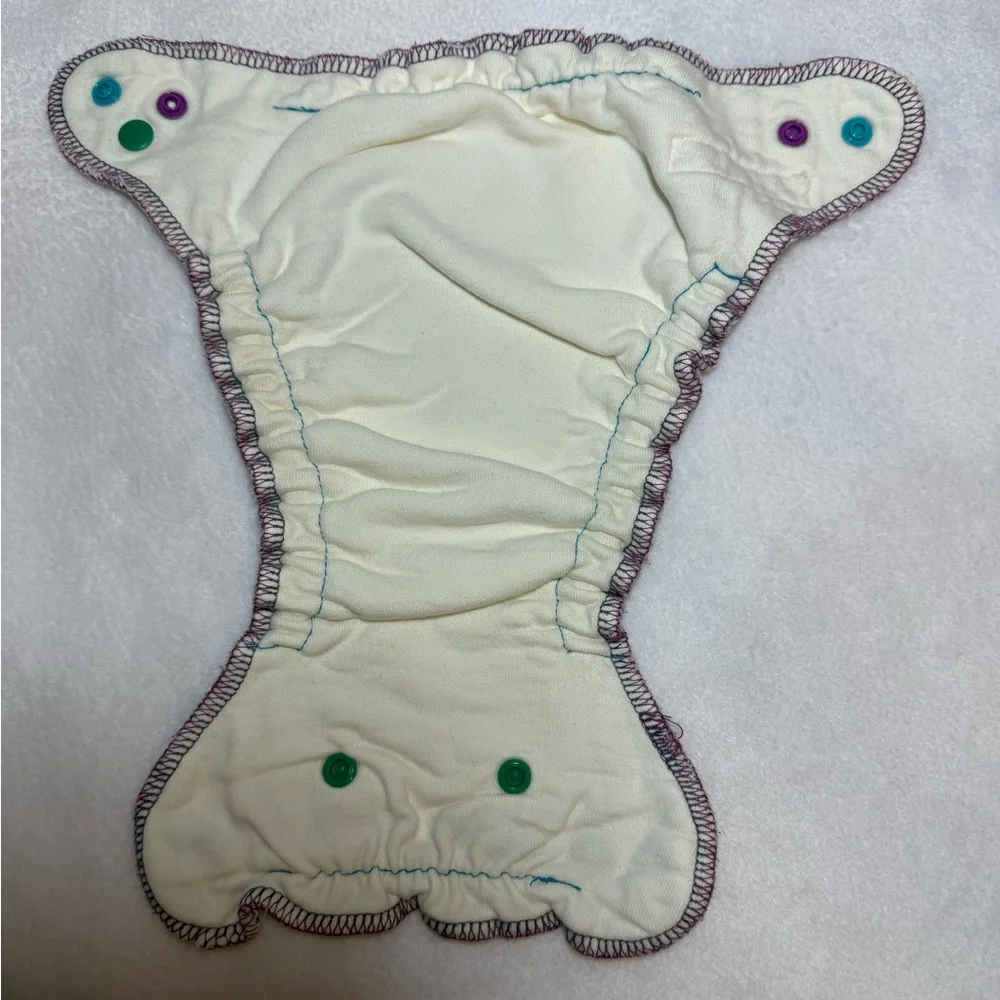 Sloomb bamboo fleece diaper with Multicolor Snaps, size Small