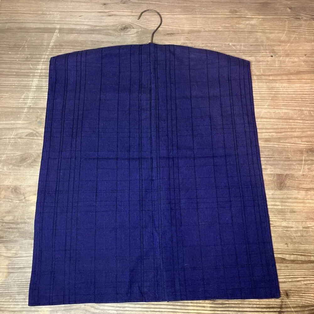VTG Mid Century Hanging Door / Closet Storage Bags Set Of 2 Fabric / Wood Hanger