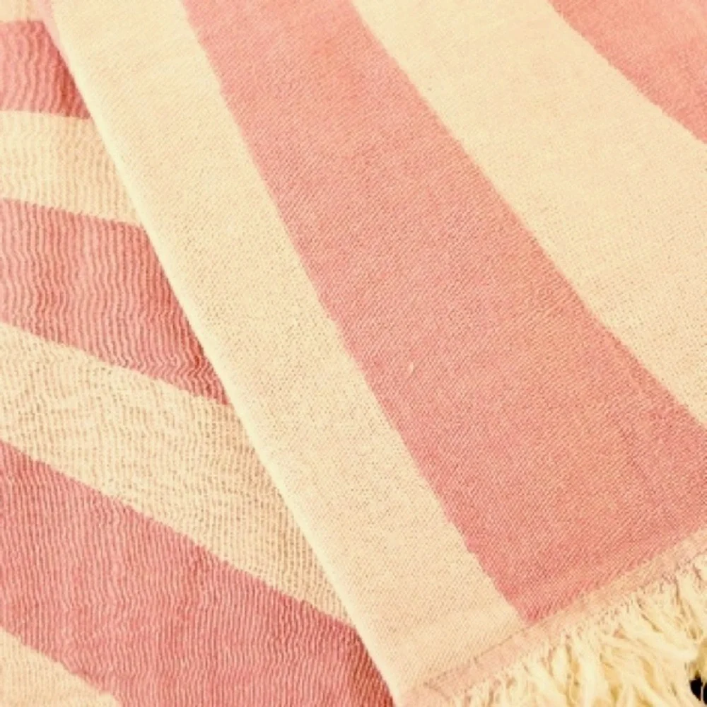 Wonderland Tapestry Curtain Mauve Pink & Ivory Soft 100% Organic Cotton Fringe