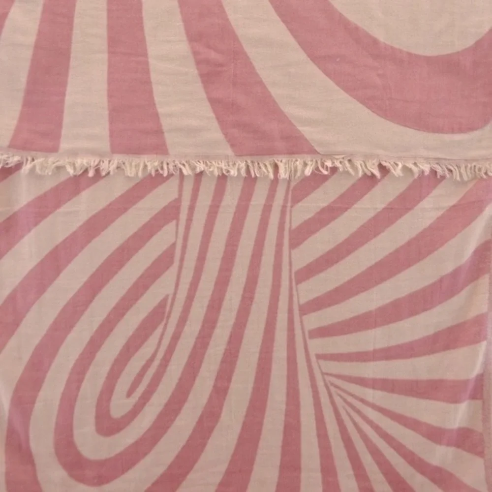 Wonderland Tapestry Curtain Mauve Pink & Ivory Soft 100% Organic Cotton Fringe