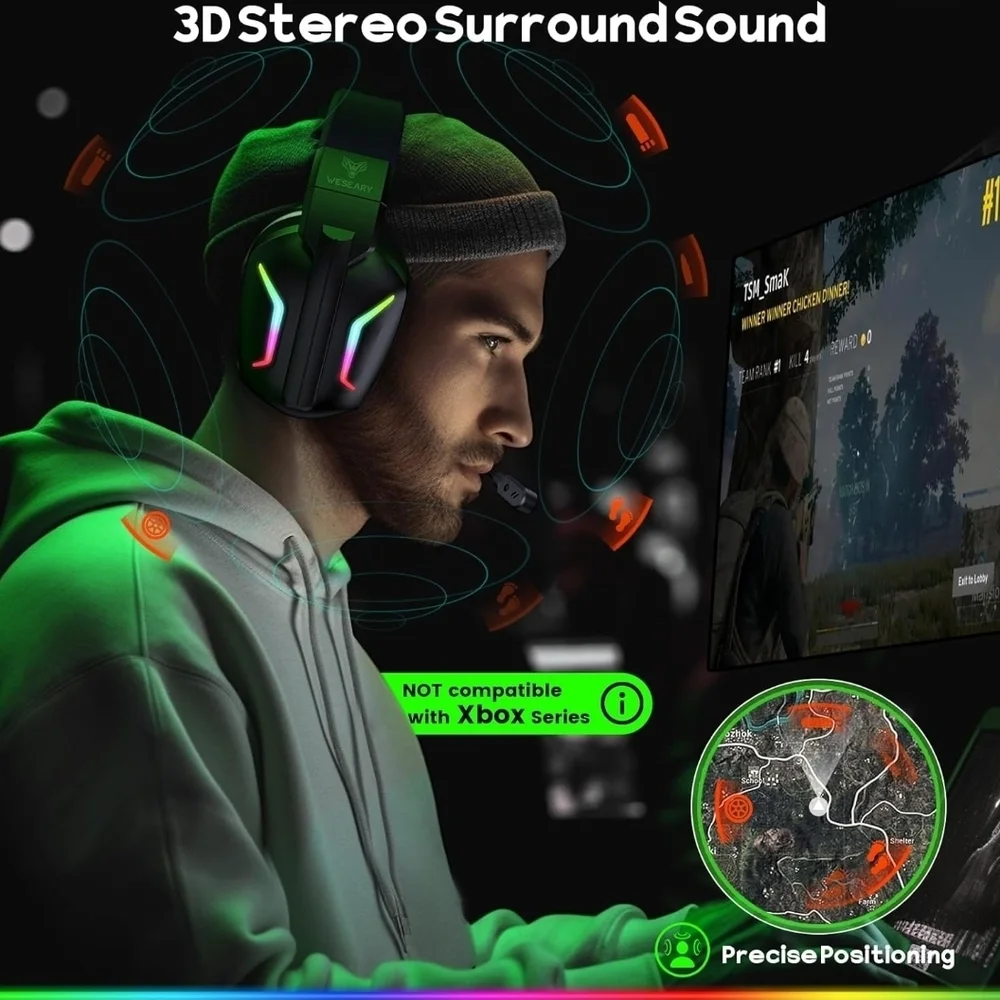 Black Gaming Headset with RGB Lights
