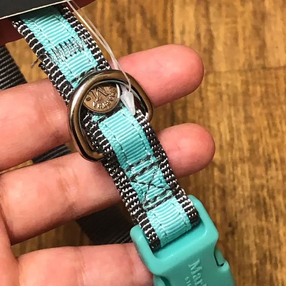 Martha Stewart Gray and Blue Adjustable Nylon Buckle Dog Collar Size 14