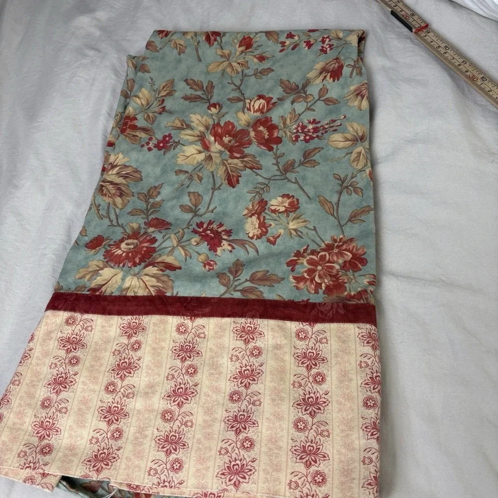 Vintage Homemade Pillowcases Cotton Floral Roses On Teal French‎ Country Cottage