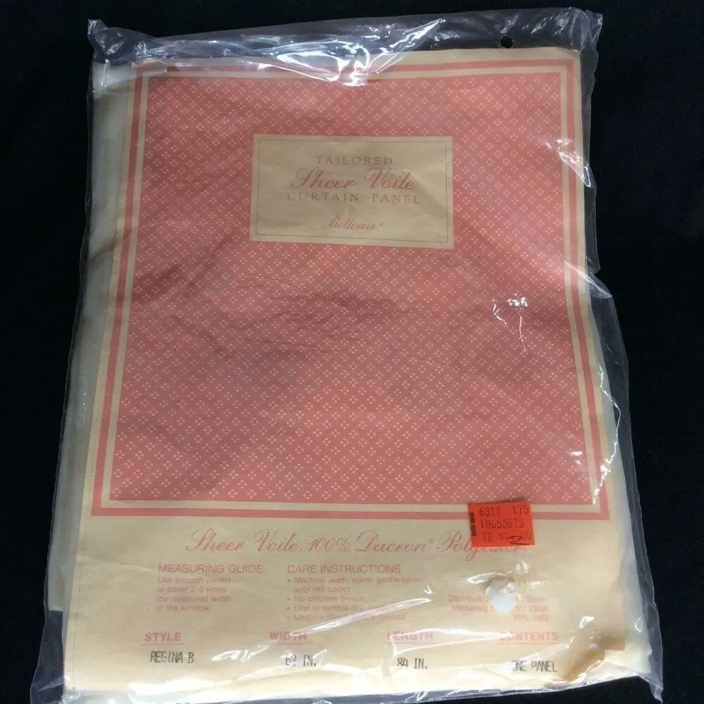Vintage Belleaire Sheer Voile White Window Curtain Panel 62 x 84 Set 3 New