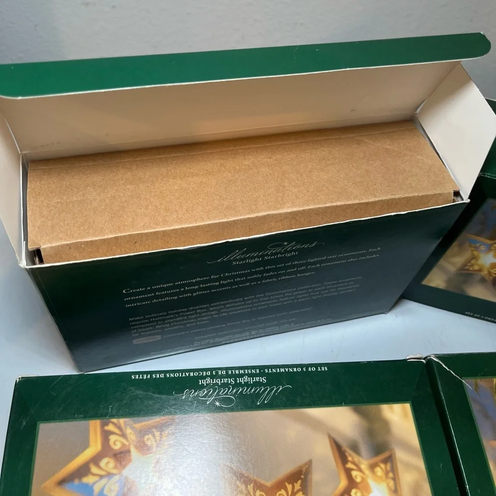 VTG Hallmark Illuminations Starlight Starbright Ornaments 4 Boxes