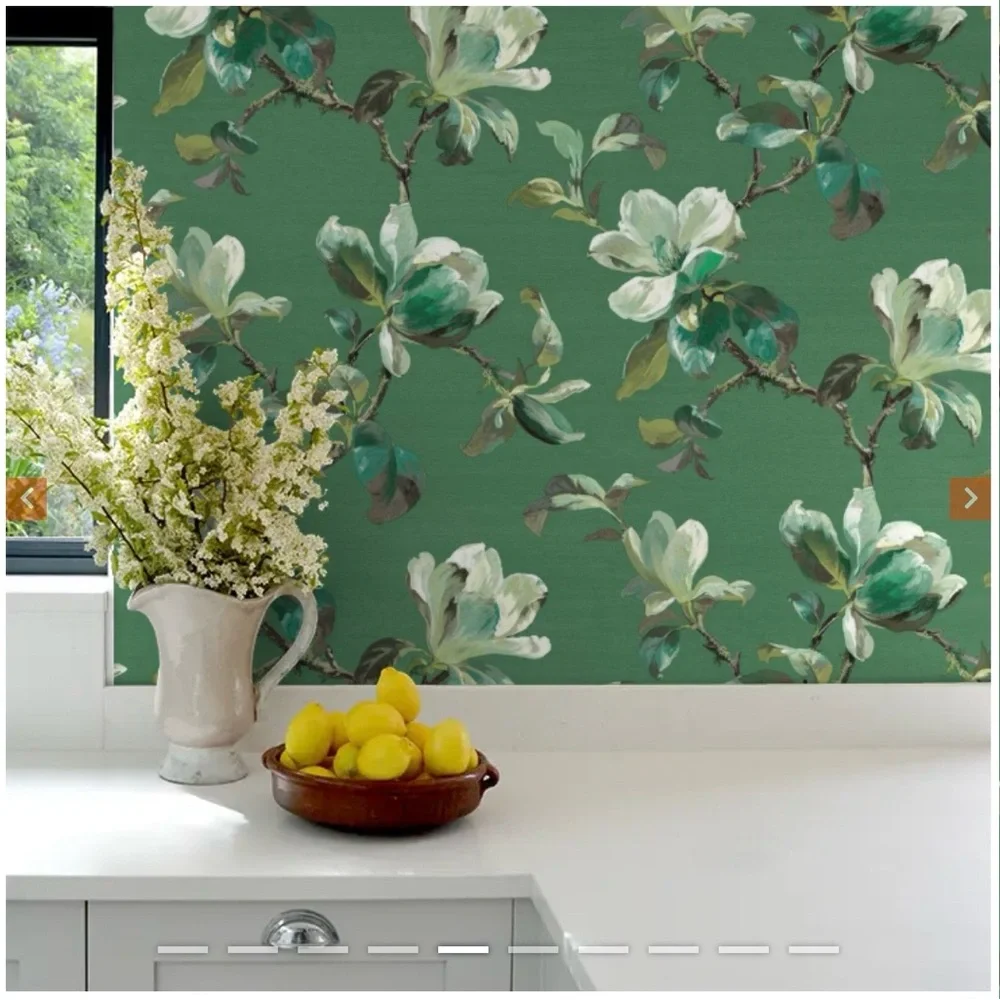 New Anthropologie Carl Robinson Sherbourn Green Magnolia Floral Vinyl Wallpaper