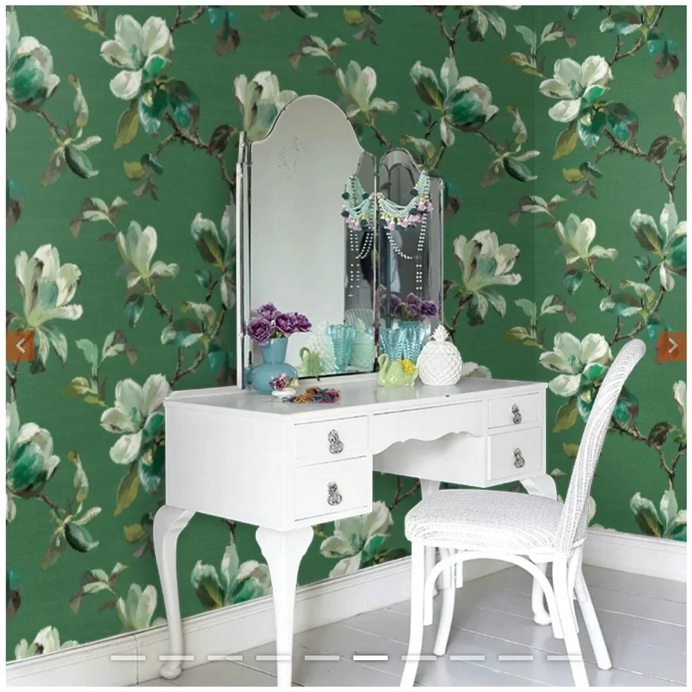 New Anthropologie Carl Robinson Sherbourn Green Magnolia Floral Vinyl Wallpaper