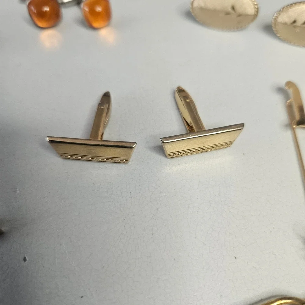 Vintage Mens Cufflinks Tie Clip Lapel Pin Lot Gold Silver Tone Formal Jewelry