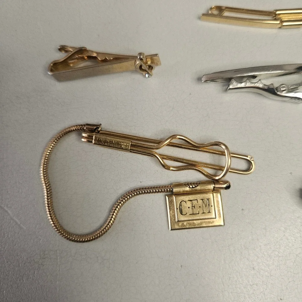 Vintage Mens Cufflinks Tie Clip Lapel Pin Lot Gold Silver Tone Formal Jewelry