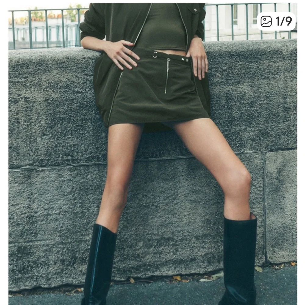 NWT ALO Yoga Green olive Mini Skirt