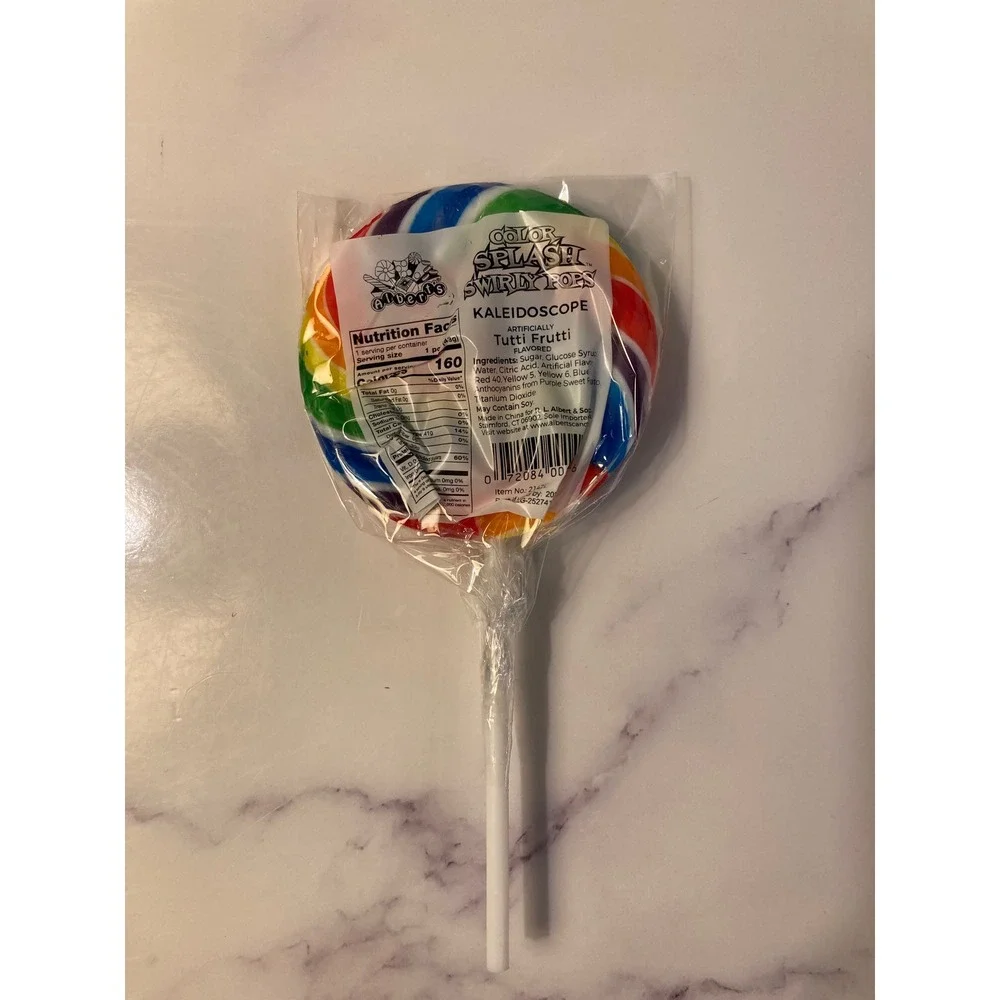 One Alberts Color Splash Swirly Pop Kaleidoscope Tutti Frutti Lollipop 1.5oz