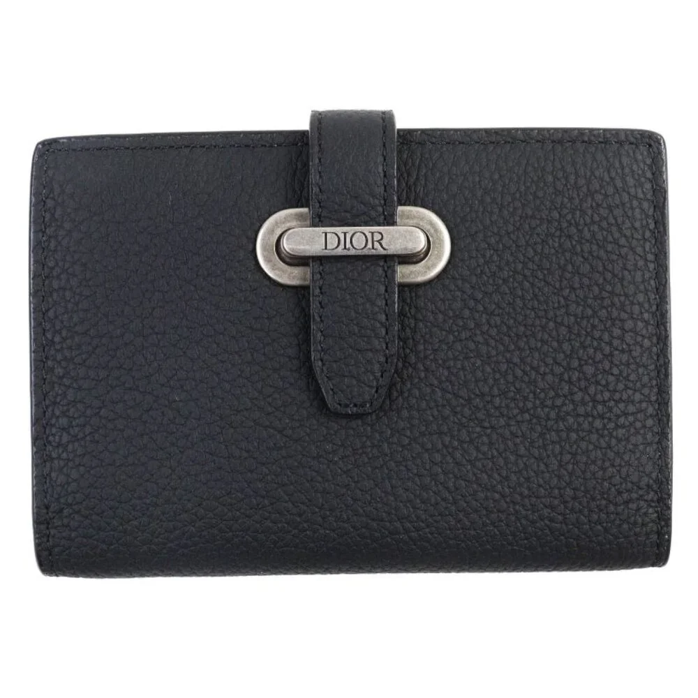 Dior 2 ken Normandie Logo Leather Card Holder Card