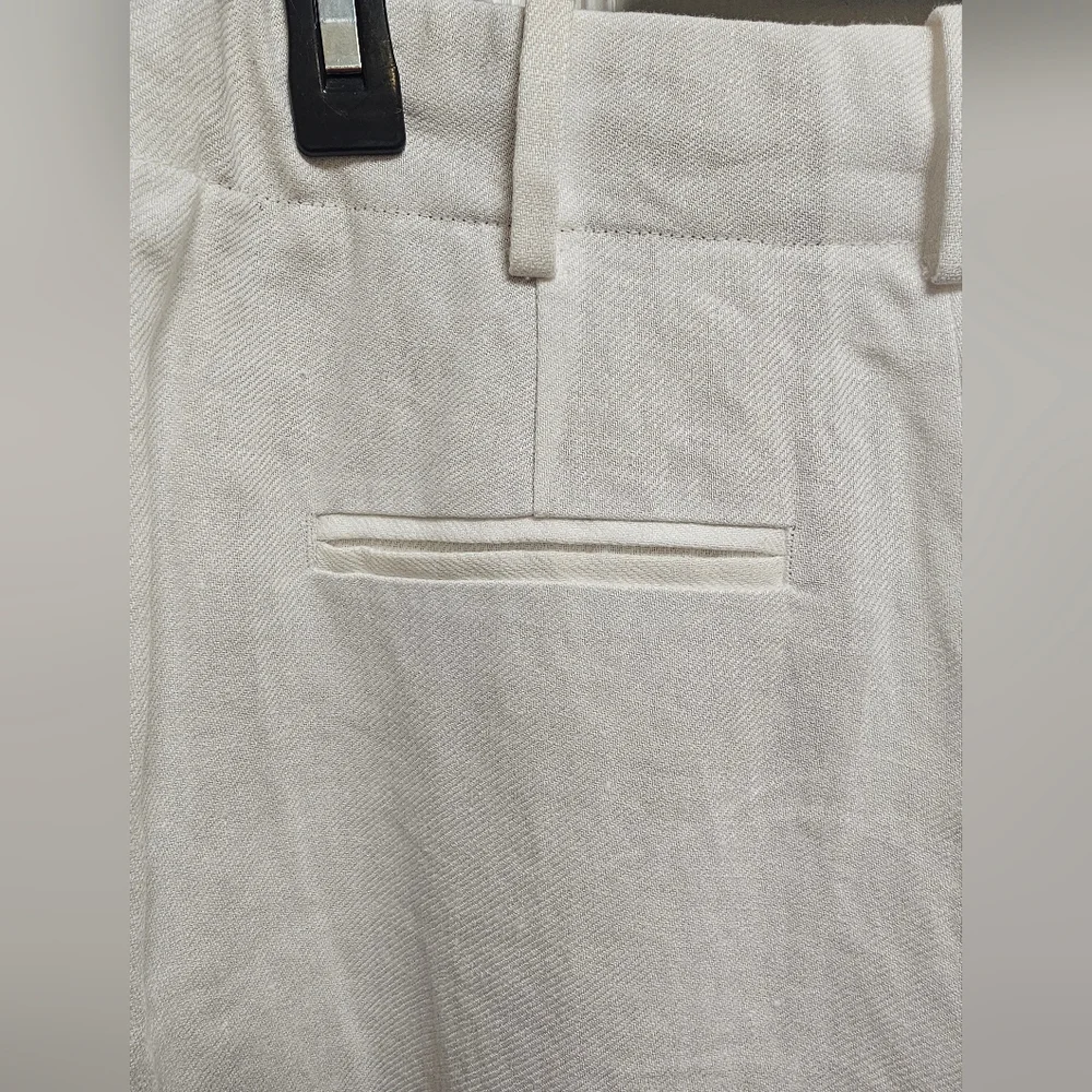 ZARA Ivory Linen Blend Wide Leg Pants Size S NWT High Waist Flowy Pockets Chic