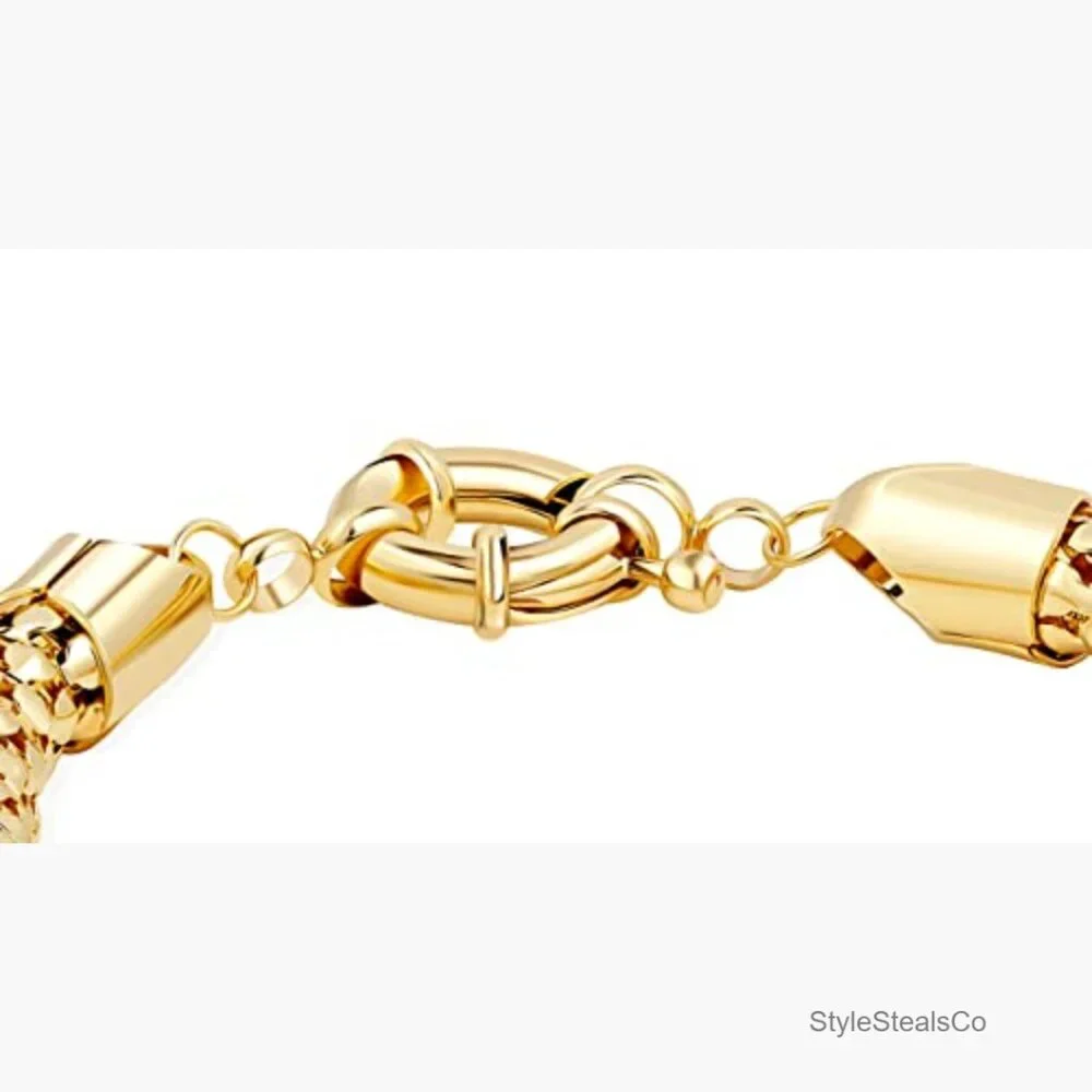 18K Gold Plated Popcorn Mesh Chain Necklace 18 Inch Length