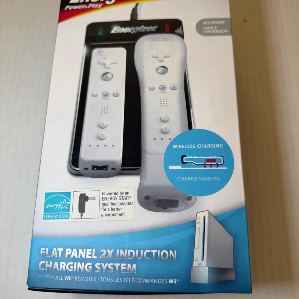 Energizer Flat Panel 2X Induction Charger Nintendo Wii Remotes NEW Open Box