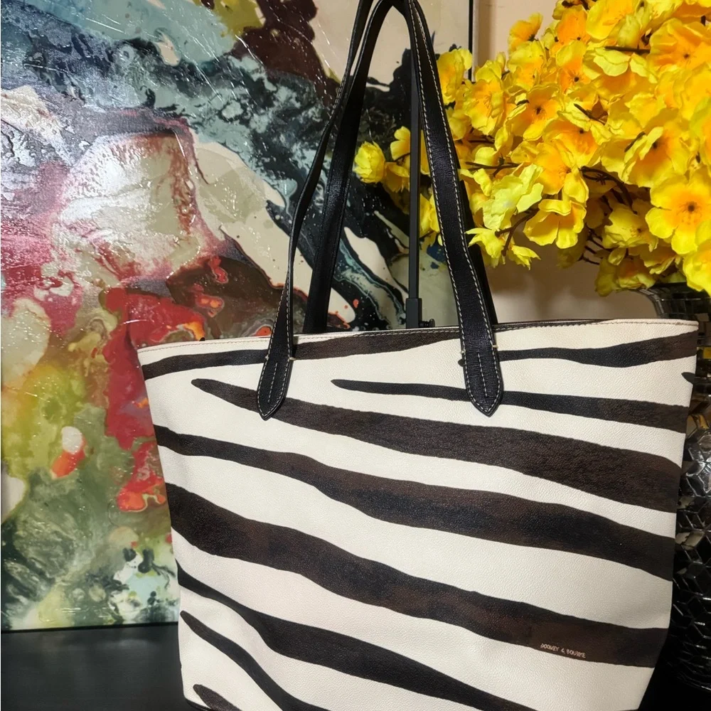 Dooney & Bourke Zebra Stripe Tote - Black and Brown / NWOT