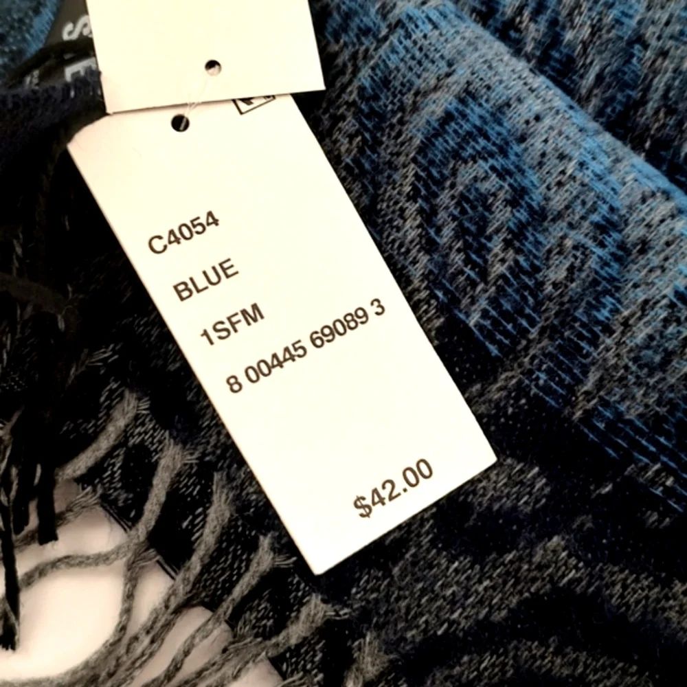 Steve Madden Unisex Fringe Blue Scarf, 1SFM