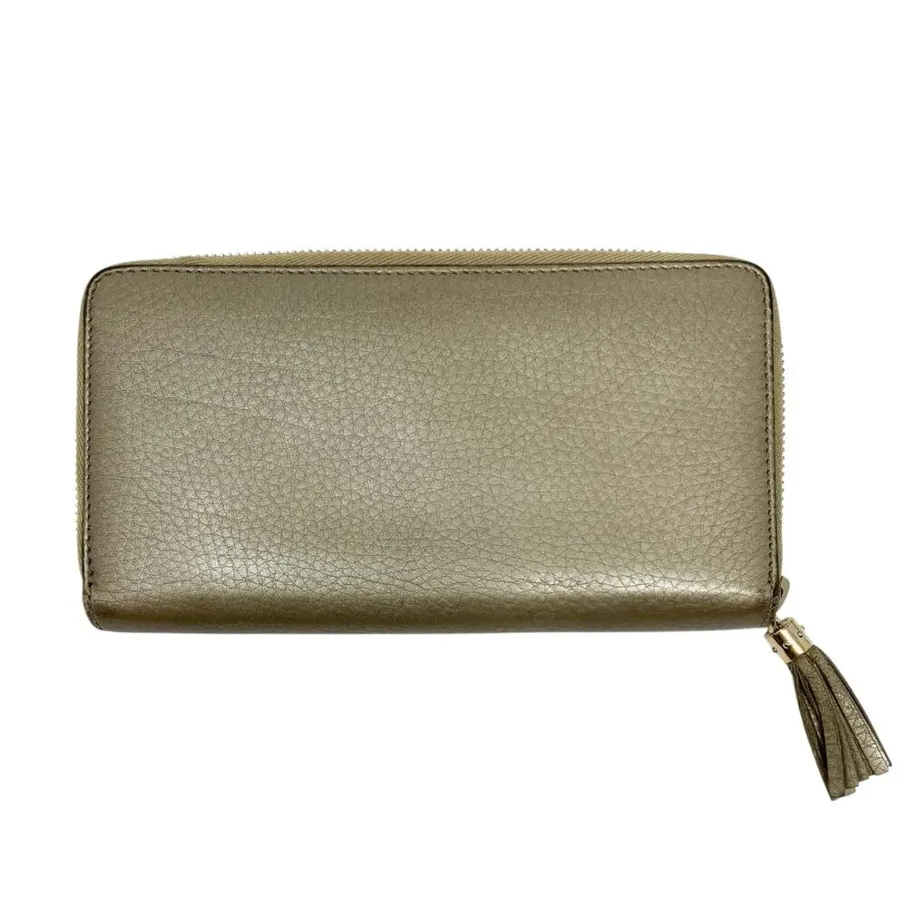 Gucci Soho Gold Leather Zip Around Continental Wallet Tassel
