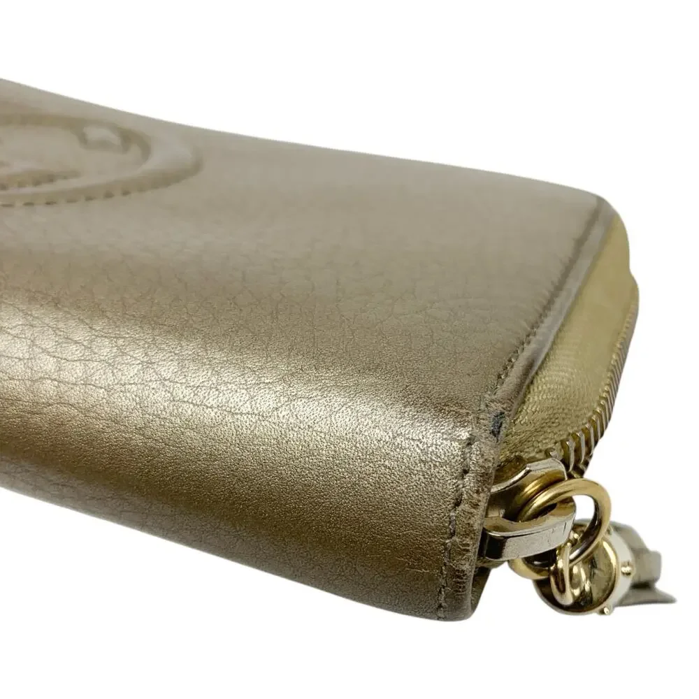 Gucci Soho Gold Leather Zip Around Continental Wallet Tassel
