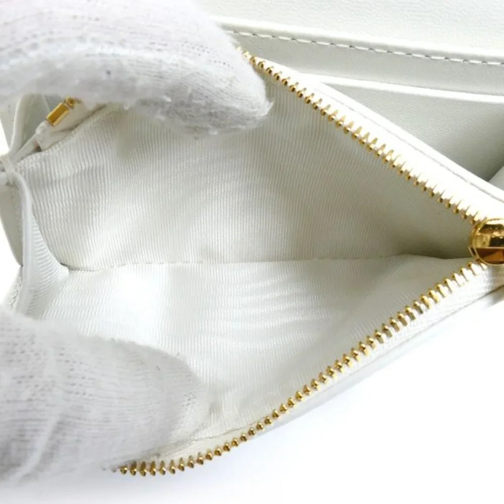 Christian Dior Oblique 30 Montaigne Medium Wallet Coin Case White Gold S2300