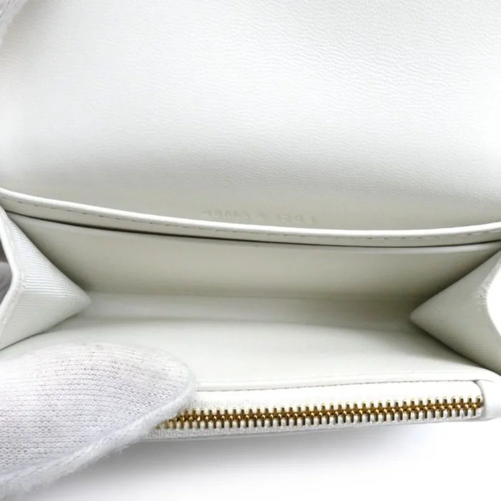 Christian Dior Oblique 30 Montaigne Medium Wallet Coin Case White Gold S2300