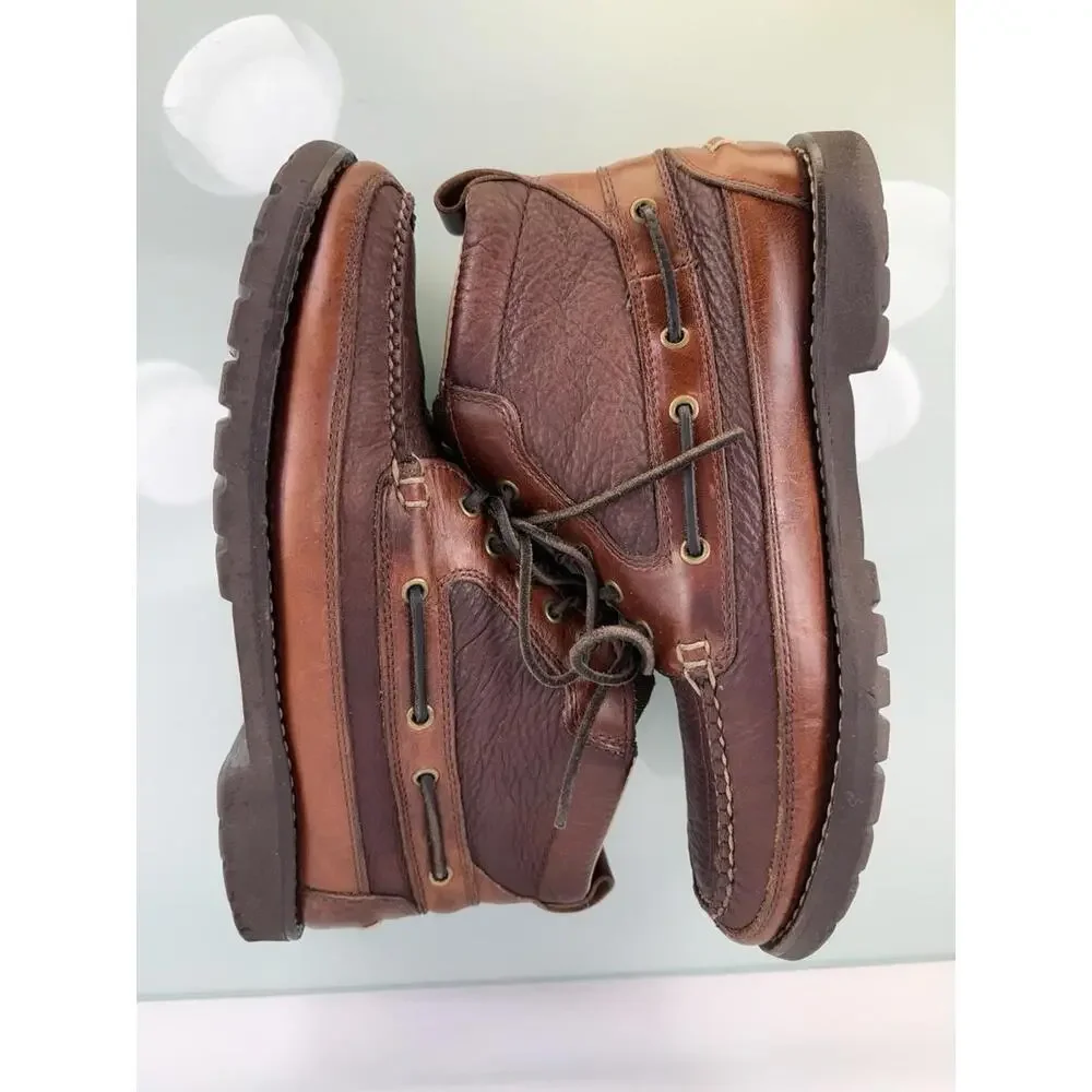 L.L.Bean Allagash Bison Brown Chukka Boots 10 EE Wide Handsewn Moc Toe Lug Sole