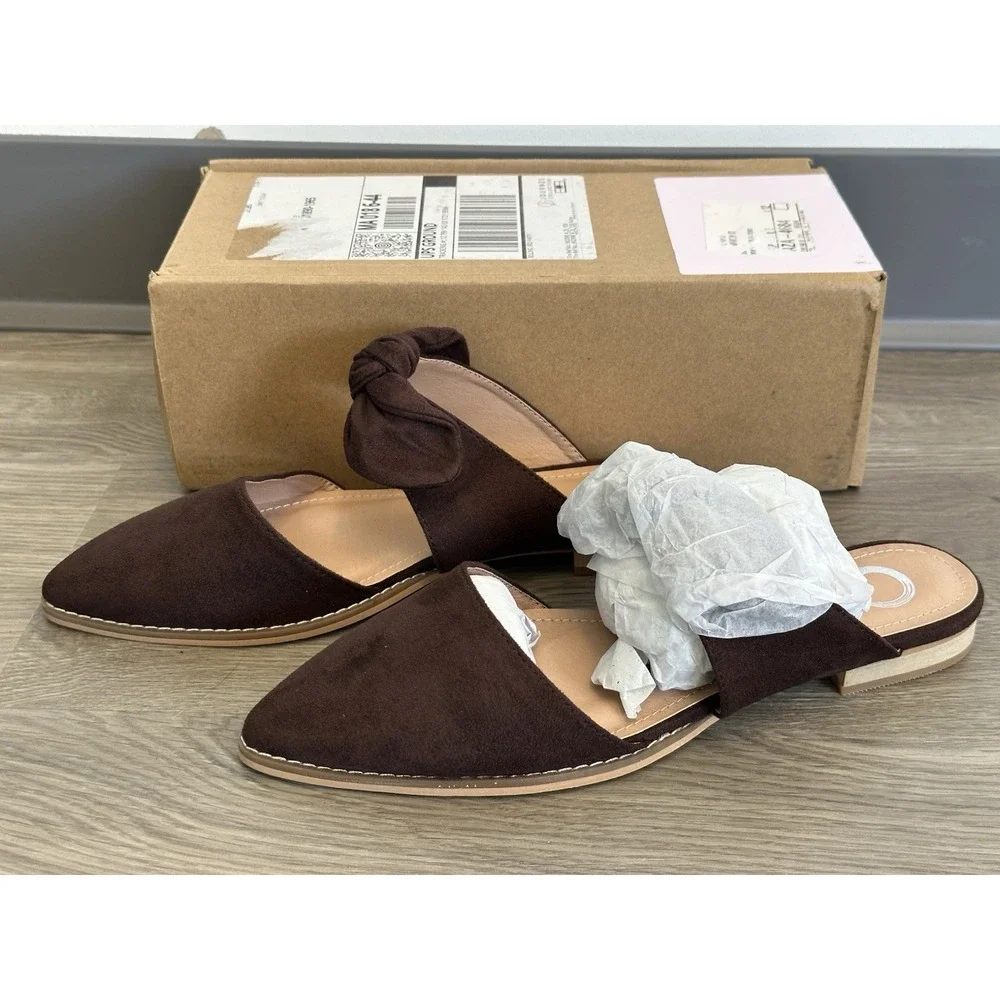 Journee Collection Footwear, Telulah Brown Mule Flats,‎ Womens Size 8