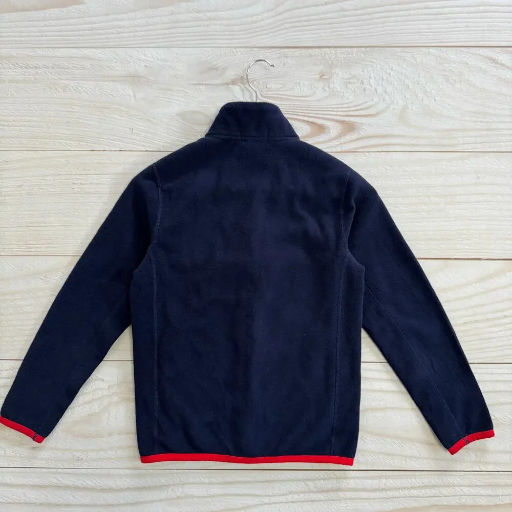 Polo Ralph Lauren Boys Size M (10-12) Full Zip Fleece Jacket Navy Red Trim