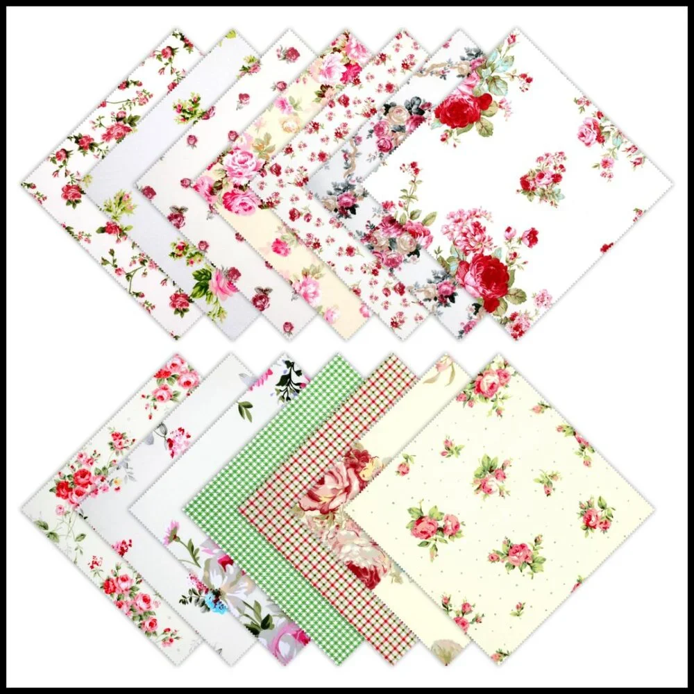 Precut Quilting Fabric Squares Retro Sewing DIY Craft Patchwork Layer Cakes