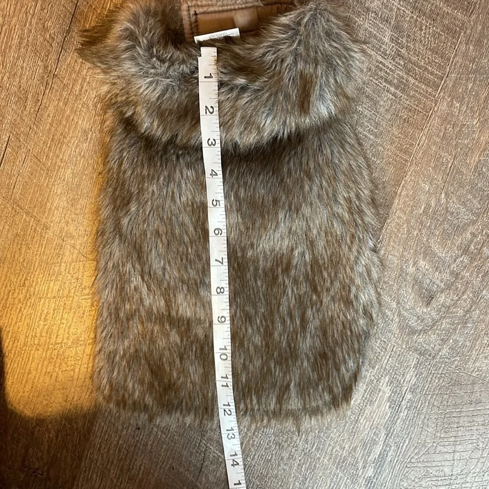 Faux Fur Pet Jacket with Collar Brown Gray size S