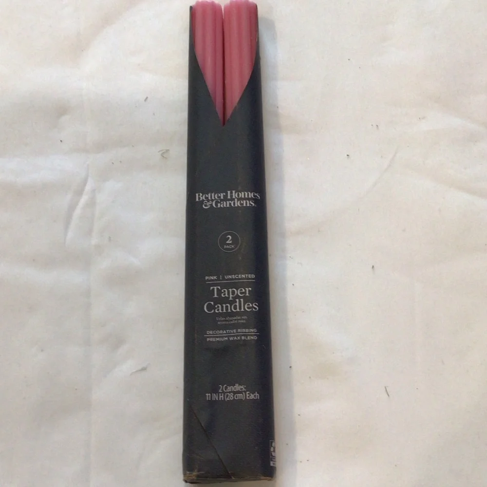 Better Homes And Gardens Dusty Rose Taper Candles - Pack of 2 unscented ribbed