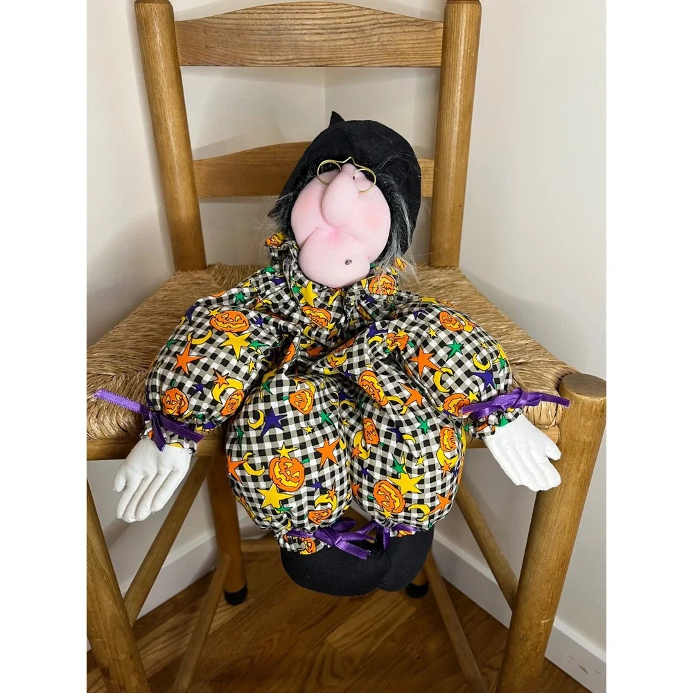Vintage Halloween Witch Weighted Plush Joelson Industries Pumpkin Kitchen 1995‎