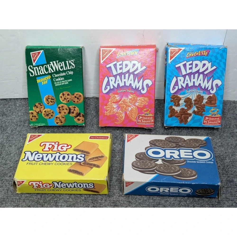 Lot Of 5 Vintage Nabisco Cookie Boxes EMPTY For Play Kitchen‎ OREO TEDDY GRAHAMS