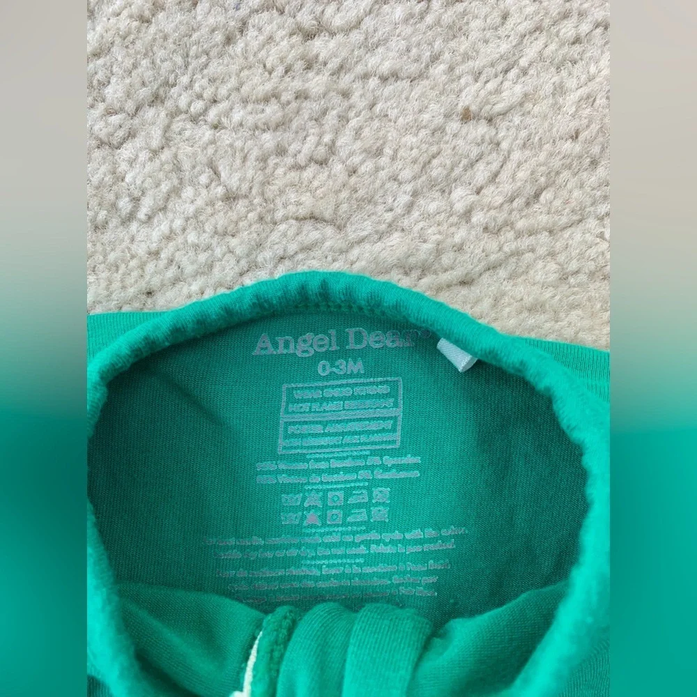Angel Dear Size 0-3 Months Emerald Green Bamboo Zip Footie Sleeper Pajamas