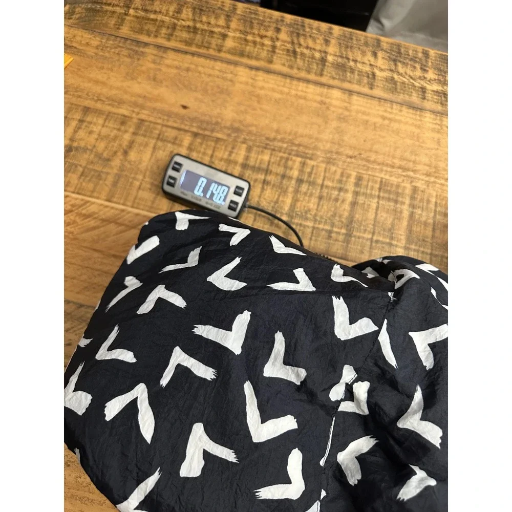 Obermeyer Pullover Anorak Jacket Black‎ White Abstract Print Vintage 90s