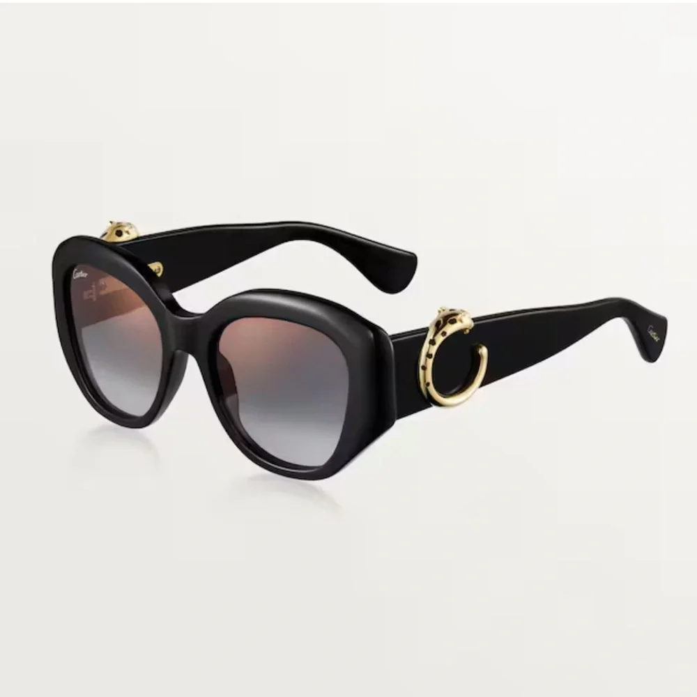 New! Cartier CT0502S 001 Panthere Chic Black Sunglasses, Authentic